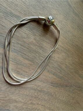 Pandora Multi-Strand Silver Tone Necklace with Round Clasp